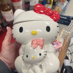 Hello Kitty Red and Pink Ceramic Cookie Jar